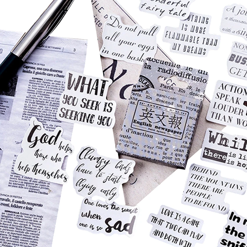 Autocollant De Journal Anglais Vintage Etiquette Autocollante Pour Scrapbook Pour Ordinateur Portable Ensemble De Papeterie Vente En Gros Paquets Lot Aliexpress