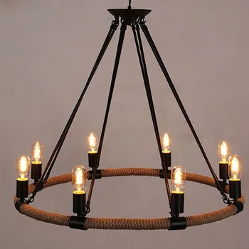 

Rope metal pendant light edison bulb pendant lamp for bar coffee dining room lustres para sala de jantar suspension luminaire