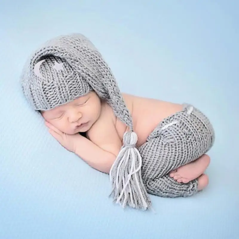 Вязаный комплект из мягкой шапки и штанов ручной работы, комплект одежды для малышей, зимние костюмы для малышей, костюмы для новорожденных, зимние реквизиты для фотосъемки 0-4 м