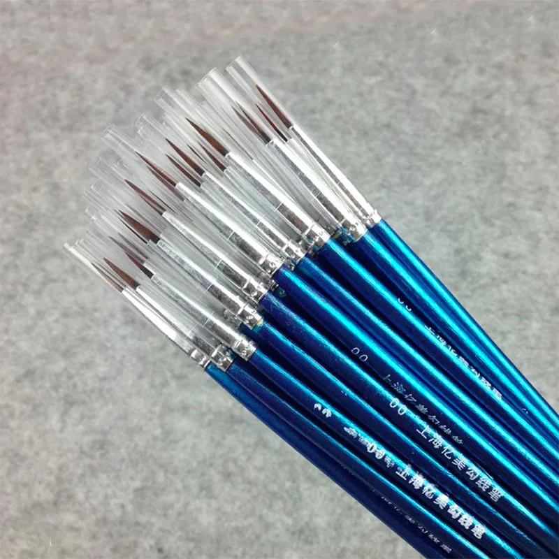 Goede 20 stks set Fijne Hand Geschilderd Dunne Haak Lijn Pen Blauw Art Supplies Tekening Art Pen Kwast Nylon Borstel Schilderen pen