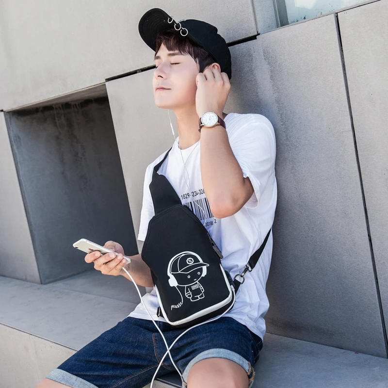 

DANJUE Men Bag Oxford Chest Sling Bag Men Fashion Style USB Charging Men Shoulder Bags casual Small Crossbody Bag Daypack