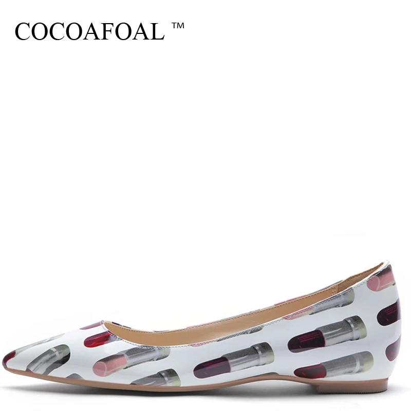 

COCOAFOAL Stripe Women's Pointed Toe Flats Woman Platform Shoes Fashion Spring Autumn Shallow Platform Ballet Shoes Plus Size