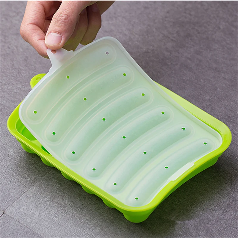 MAIKAMI Sausage Making Mold Silicone Burger Hot Dog Maker Mould With 6 Cavity Patty Makers Microwave Oven Safe Kitchen Gadgets