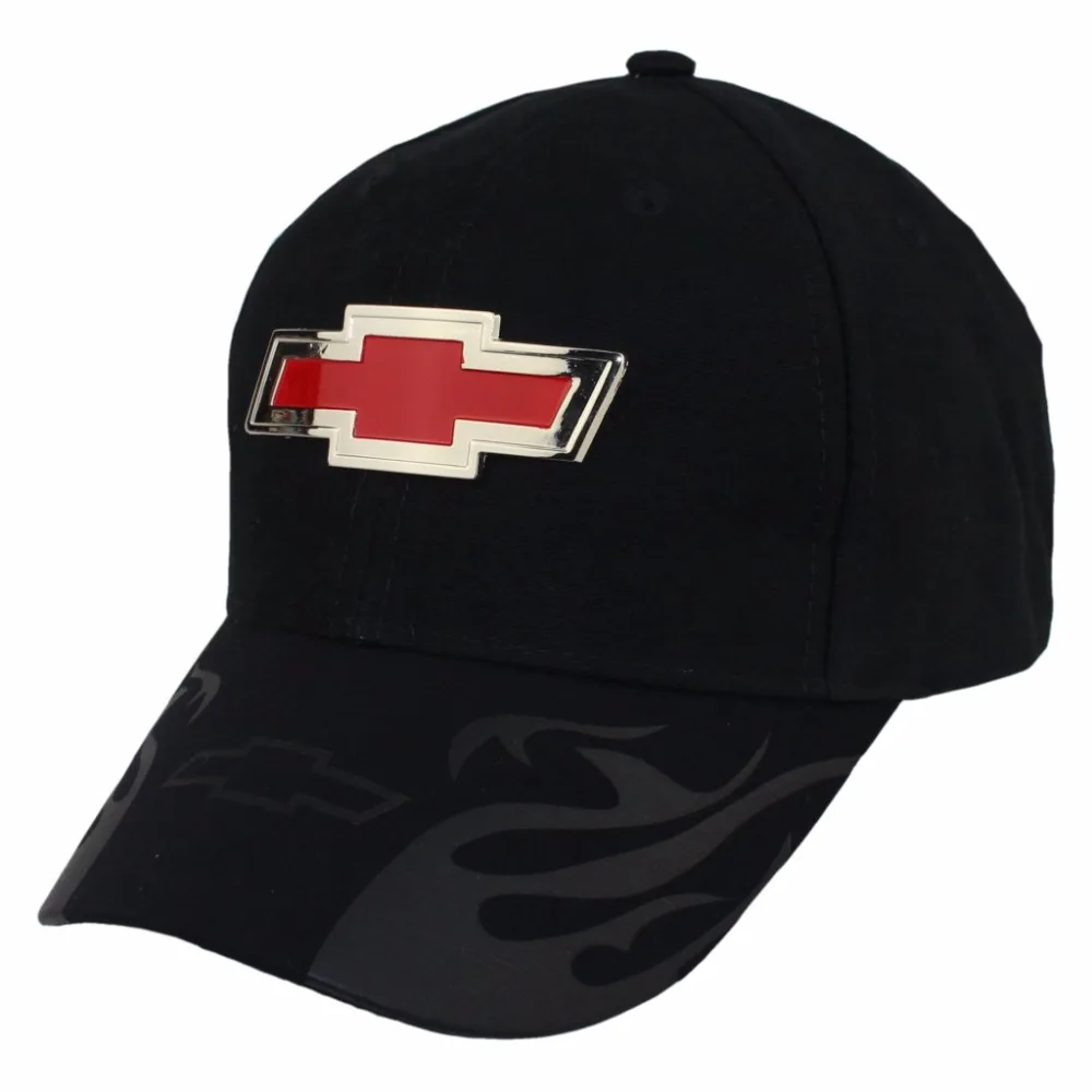 Chevrolet Cap Red Metal Badge Brand Car Logo 100% Cotton Solid Black Color Fashion Driving Baseball Hat NOT Adjustable