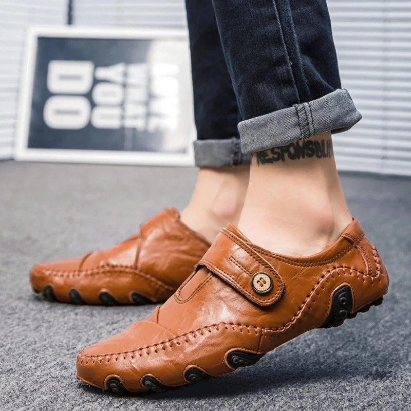 Мужская обувь; кожаные мужские туфли в европейском и американском стиле; мягкие дышащие мокасины; мужские ботинки на платформе