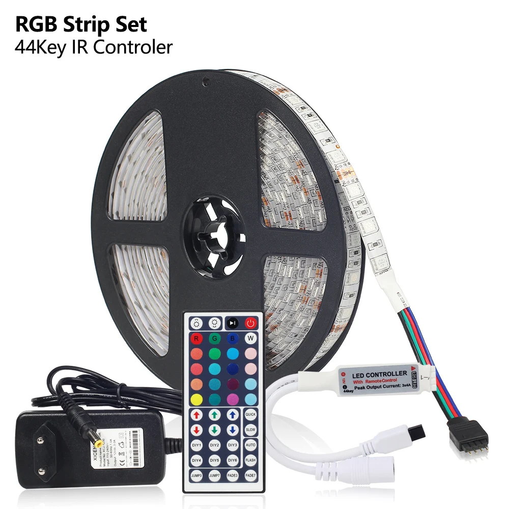 DC12V Светодиодные ленты набор RGB/RGBW/RGBWW с ИК-пультом дистанционного управления и 12V 3A адаптер Светодиодные ленты 5050 SMD 60 Светодиодный s/m/5 M