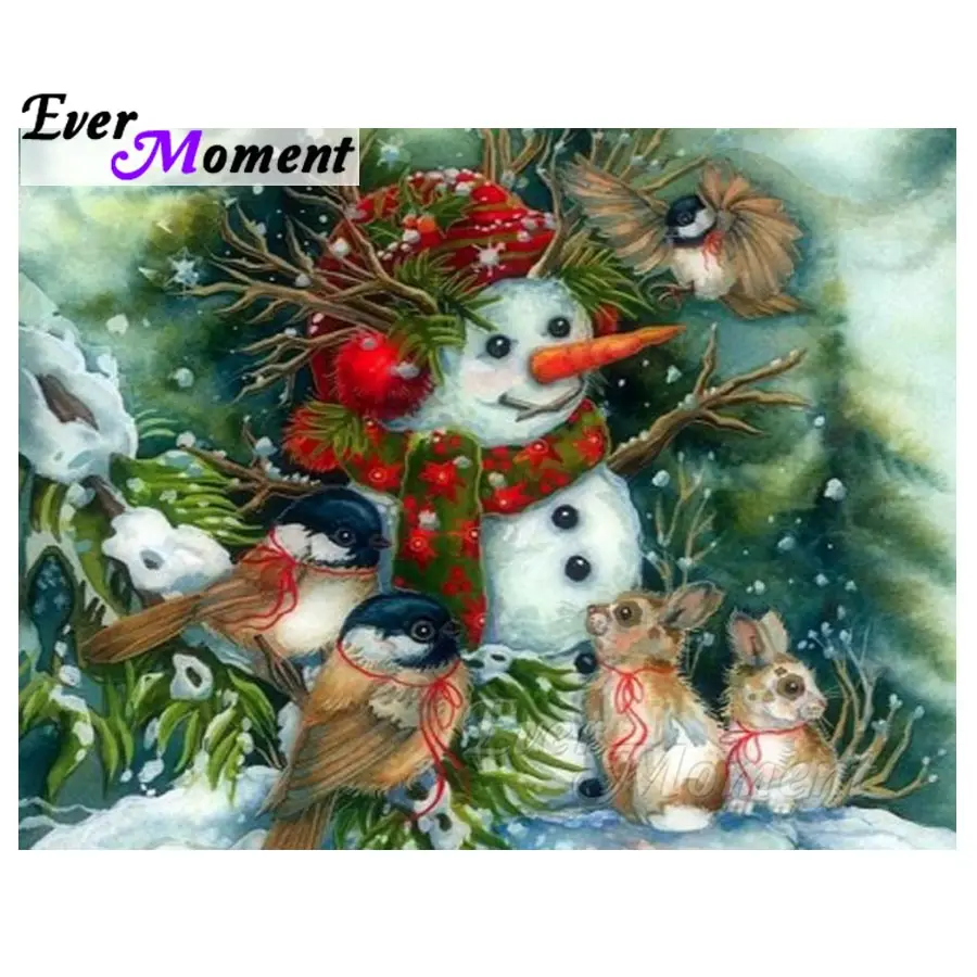Ever Moment бриллиантовый рисунок Рождество Снеговик птица картина с кроликом мозаика Алмазная вышивка полная квадратная дрель 5D DIY S2F613