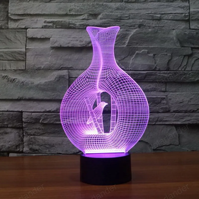 Colorful 3D Bird Cage USB Rechargeable LED Baby Night Light Beside