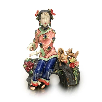 

Hot Sale Ceramic Statue Chinese Antique Imitation Porcelain Dolls Collectible Sculpture Christmas Decoration