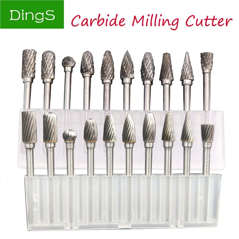 

10pcs 3/2.35mm Shank Wood Drill Bit Tungsten Carbide Milling Cutter Rotary Burr for Dremel Attachments Wood HSS Carving Tools