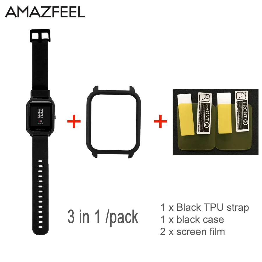 3 в 1 сменный Браслет Для Xiaomi Amazfit Bip Молодежный ремешок двойной цвет ТПУ силиконовый ремешок для часов Huami Amazfit браслет