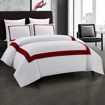 

Yimeis Bedding Set Red Double Bed Luxury Stitching Comforter Bedding Sets Geometric Bed Linen Set BE47001