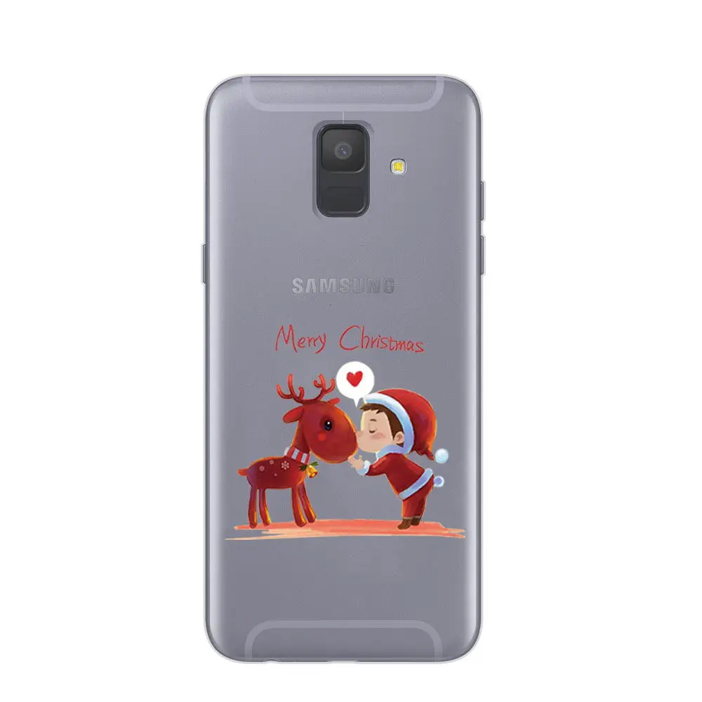 Santa Claus Reindeer Christmas Soft Case Cover For Samsung A6 J4 J6 2018 J3 J5 J7 A5 2017 A6 Plus J2 Prime Ultra Thin Slim Coque (5)