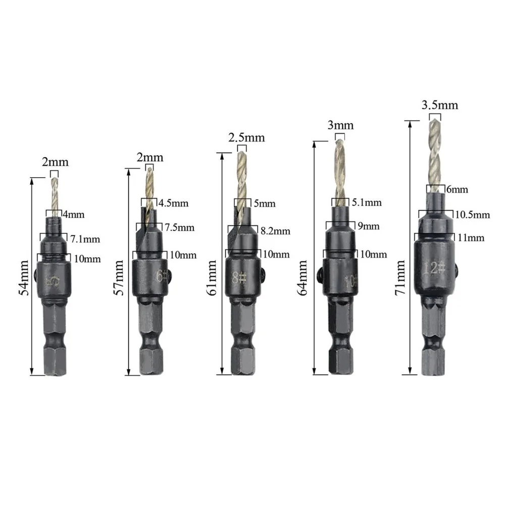 55 PCS HSS 4241 Countersink Cone Drill Bit Set and High Speed Steel HSS Titanium Twist Drill Bits 