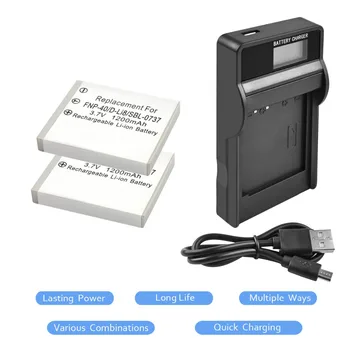 

2Packs NP-40 Li-ion Battery 3.7V 1200mAh 1Port Battery charger with LED For Casio Exilim EX-FC100 EX-FC100WE EX-FC150 EX-FC150BK
