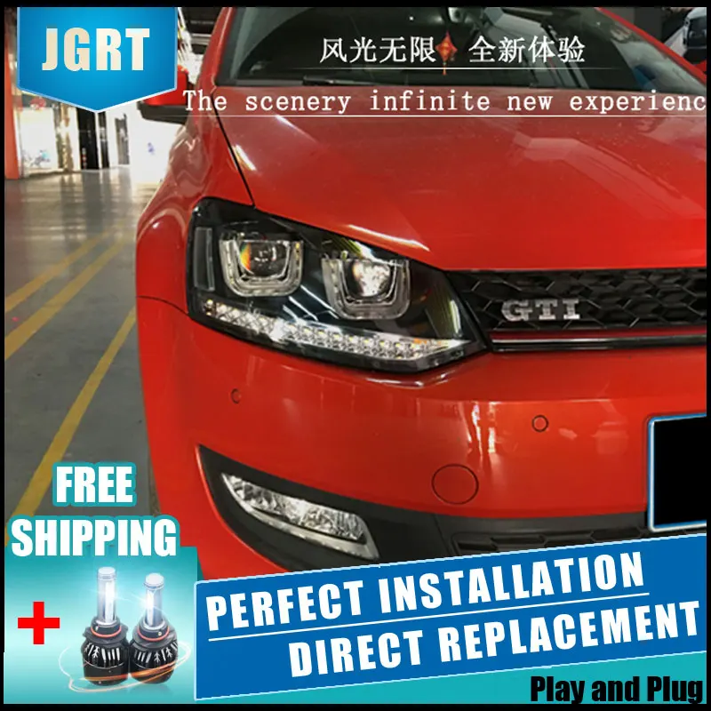  2PCS LED Headlights For VW Polo 2009-2015 Car Led Lights Double Xenon Lens Car Accessories Daytime  - 32906879310