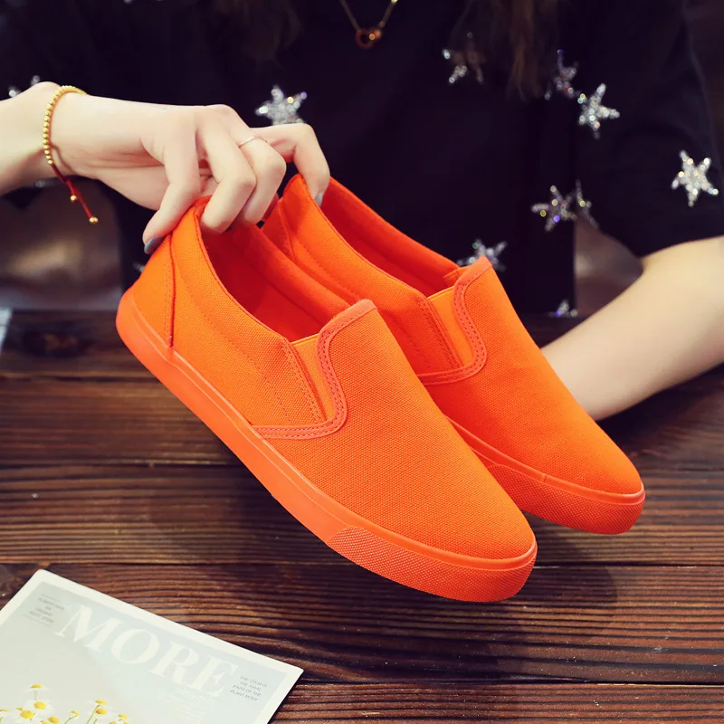 Boy Orange Shoes Slip on Loafers Men 