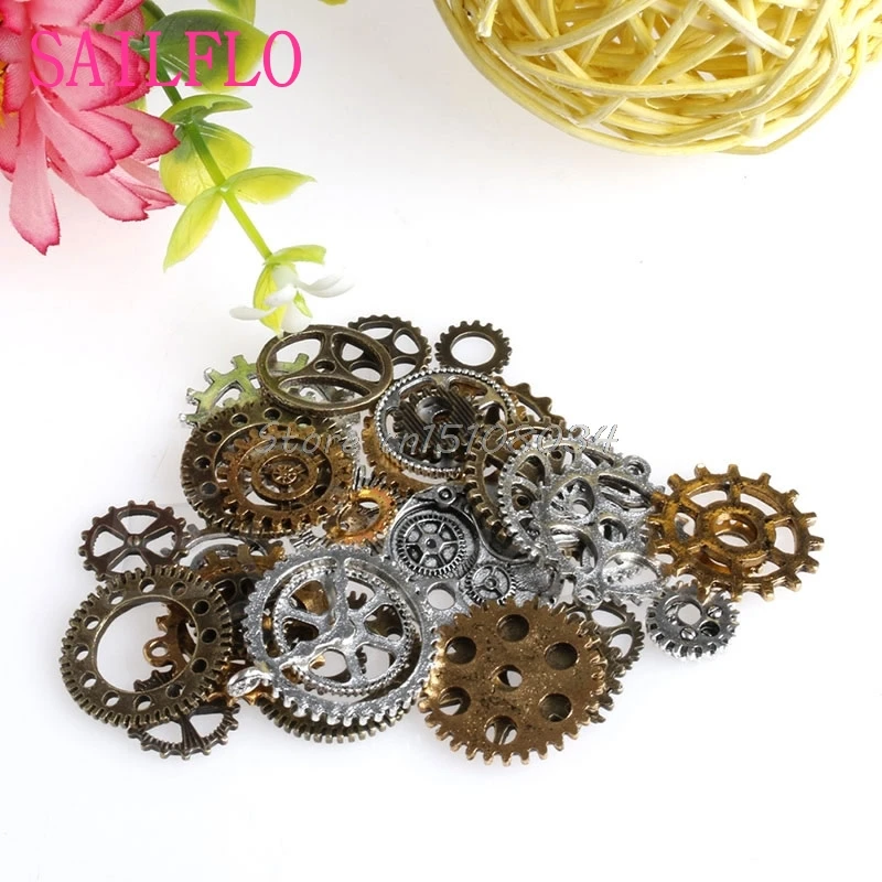 42 piezas Vintage piezas de aleación de joyería Steampunk arte DIY manualidades Cyberpunk engranajes para ver S08 de la nave de la gota