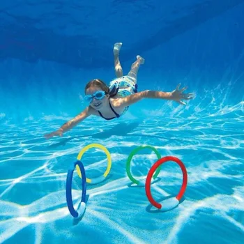 

Plastic diving ring swimming pool catching toys Four colors four loaded children swimming accessories swimming toys