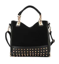 BARHEE Mode Femmes Sac Messenger Sacs de Dames Mat Faux Suede En Cuir Rivets Punk Chaînes Patchwork Bolsos Bureau Sac bolsas