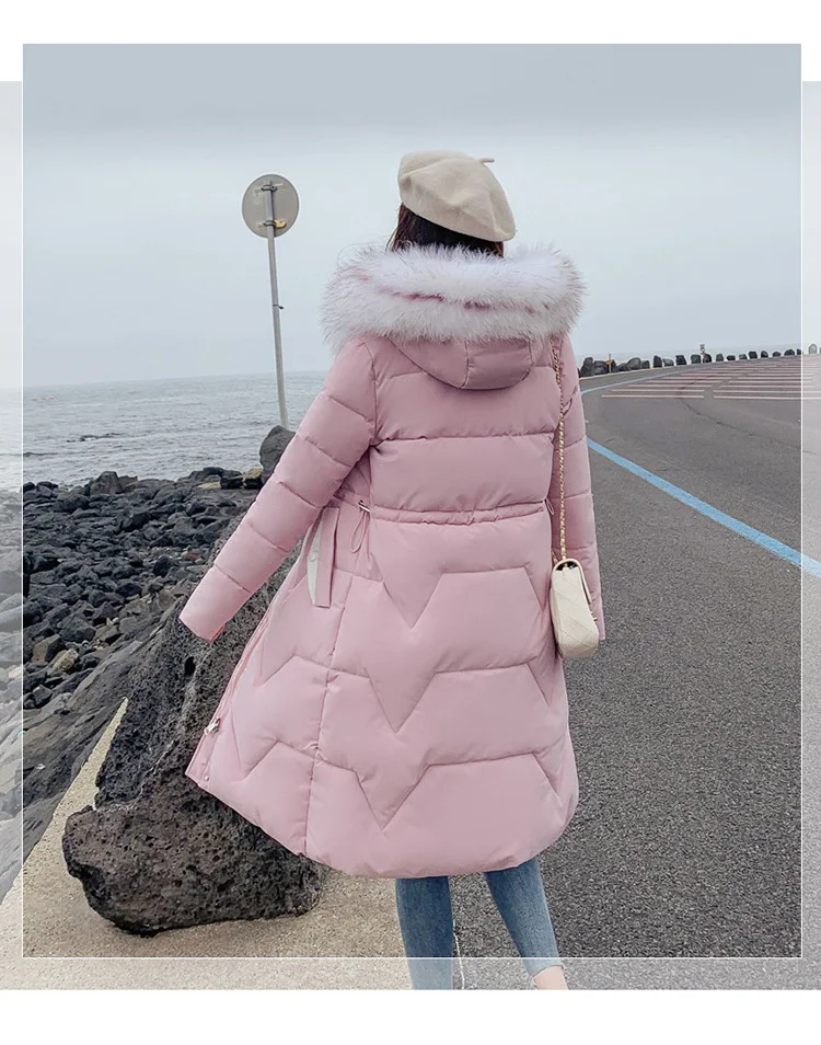 long Parka Down parka women Large collar down jacket medium length knee length jacket and thick jacket 922