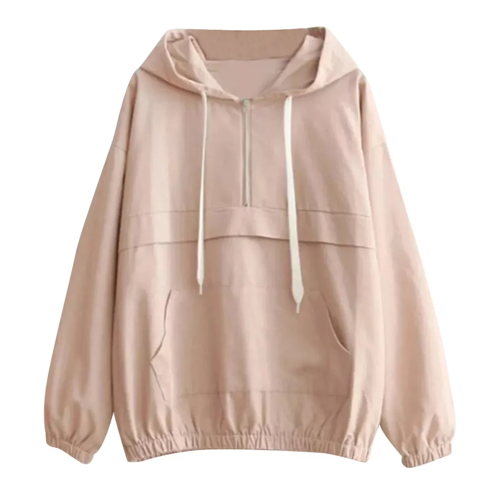

Womens sweatshirts pullover women's hoodies Women Long Sleeve Thin Sweatshirt Zipper Pockets Sport Hooded Casual Blouse D300720