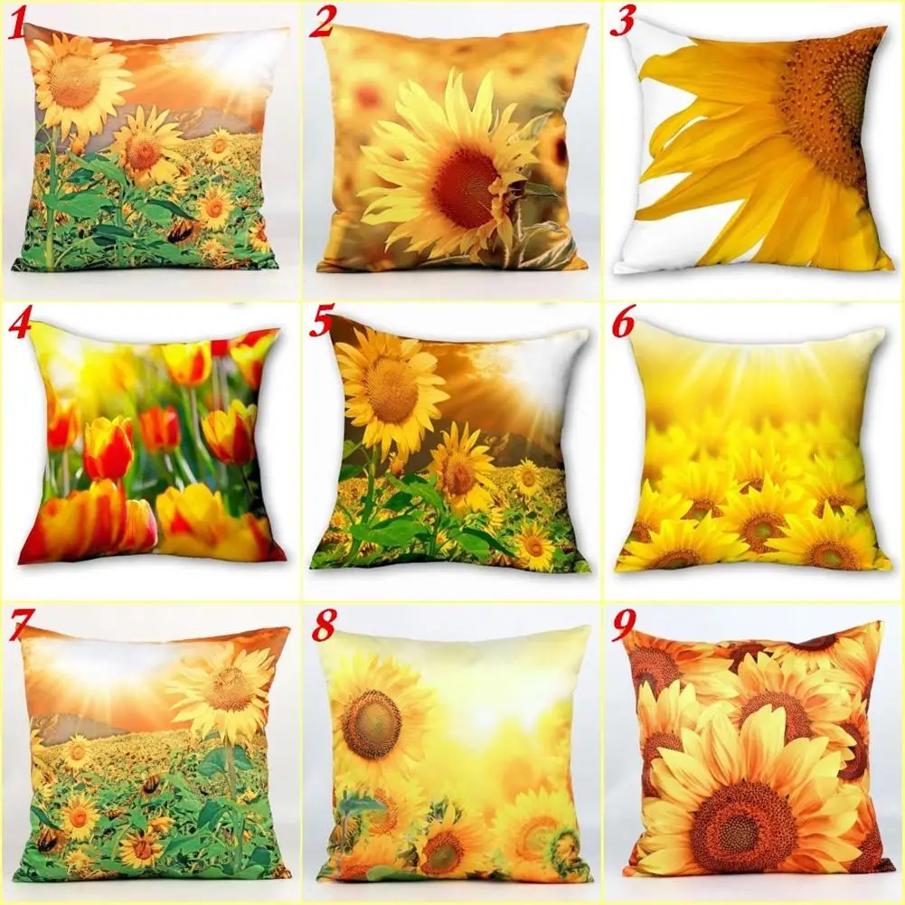 

45*45cm Linen Pillow Case Sunflower Print Pillowcase Throw Pillowcases Decorative Pillow anime Body Pillow Home Decor