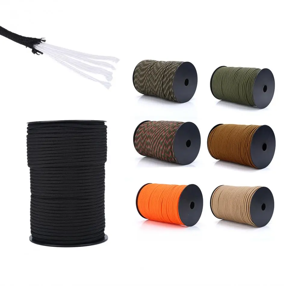 

550 Parachute Cord Lanyard Rope Reflective Polyester 9 Strand Cores Rescue Tent Hiking Life-saving Rope 100m Paracord