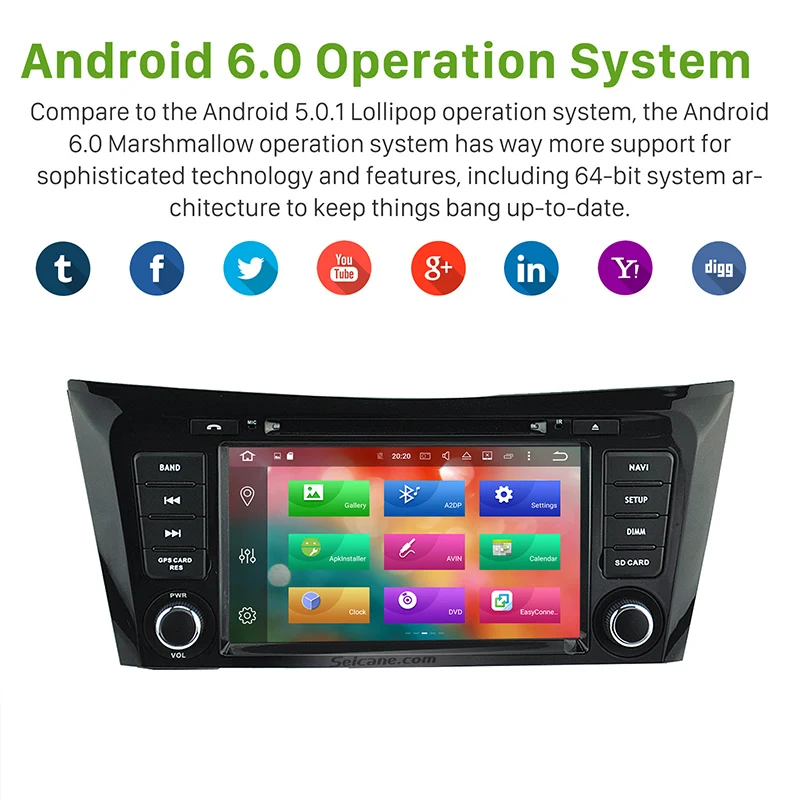 Seicane 2Din Android 6 0 8 &quotАвтомобильный Радио Стерео ядерный мультимедийный плеер gps