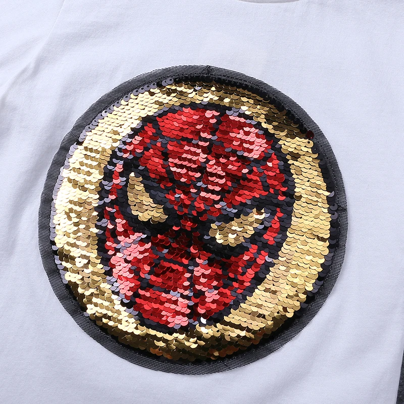 Summer Kids Clothing children T Shirt Kids Discoloration Sequined T-shirt Cartoon Girls Tops casual pullover for boys DSY379 5