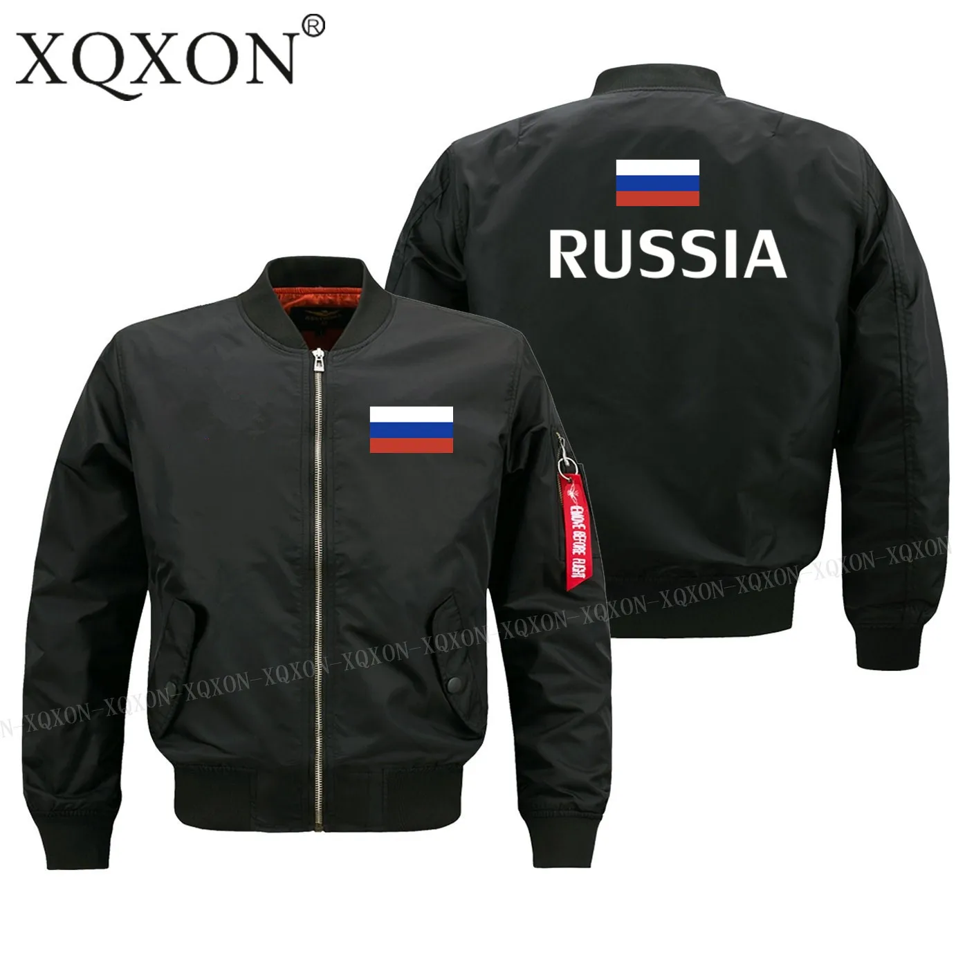 

XQXON-2018 new men JACKET Russia flag printed Military pilot man Coats Jackets J164