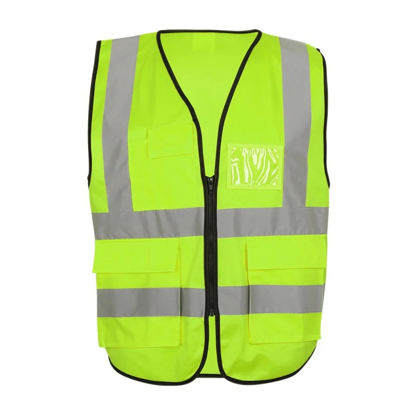 

Safety clothing high quality traffic reflective fluorescent multi-pocket construction workers fishing sport protective zip vest