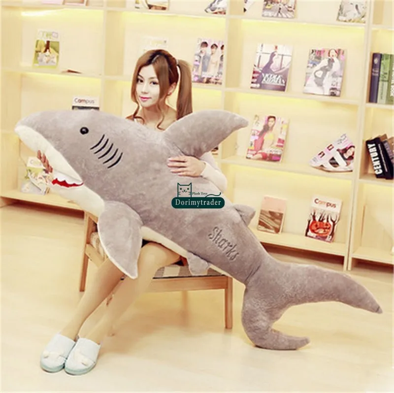 Dorimytrader 180cm Huge Soft Animals Shark Plush Toys Big Stuffed Fluffy Sea Animal Bite Sharks Kids Play Doll Present Cute Home Decoration DY60388 (8)