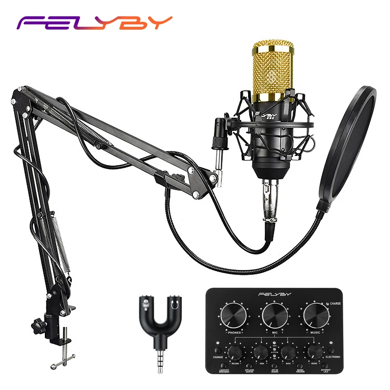 

Professional Studio Broadcasting BM-800 Condenser Sound Studio Recording Broadcasting Microphone + Shock Mount Holder black