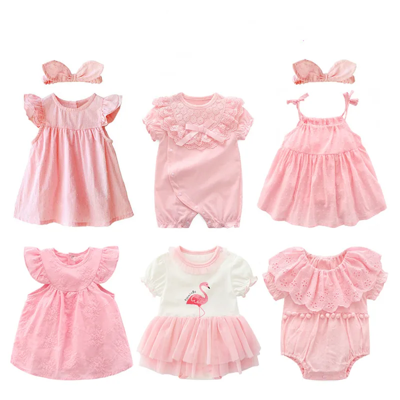 new born baby girl clothes&dresses summer pink princess little girls clothing sets for birthday party 0 3 months robe bebe fille