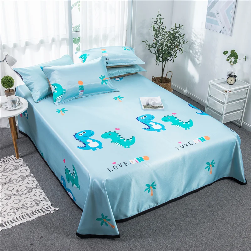 

Cartoon Dinosaur Mattress Protector Cover Washable Bed Topper Sheet Children Adult Ice Silk Soft Summer Sleeping Bed Mat Set