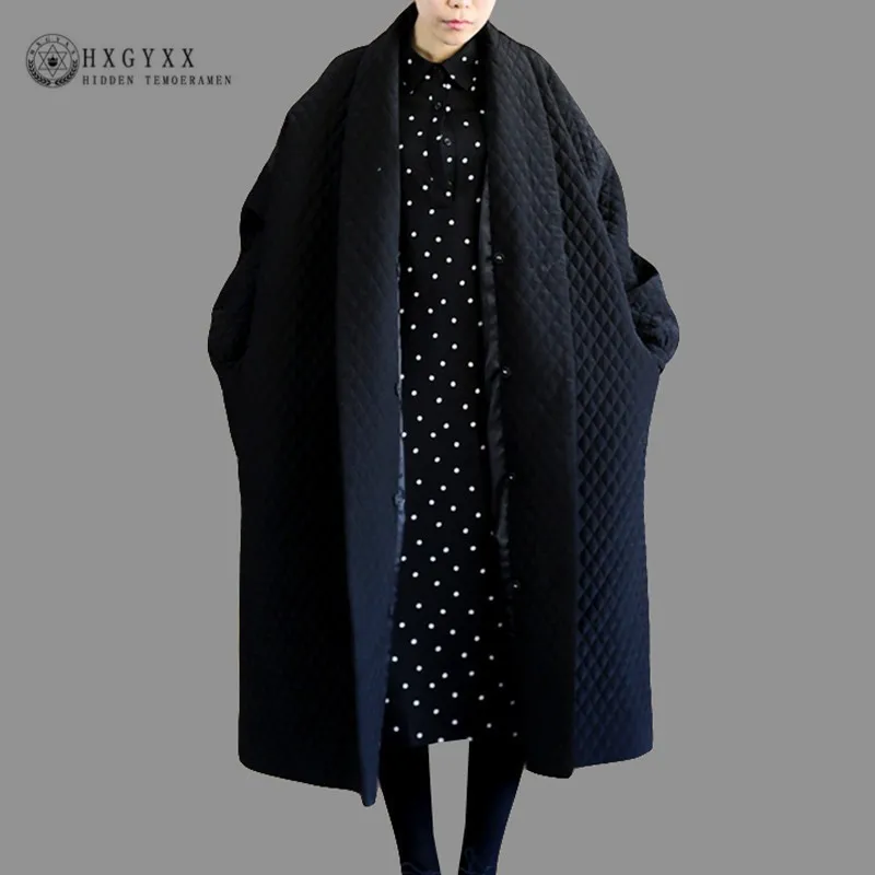 2020 Quality Autumn Winter Trench Coat For Women Plus Size Loose Black Windbreakers Long Cotton Padded Overcoat Cloak Okd518 | Женская
