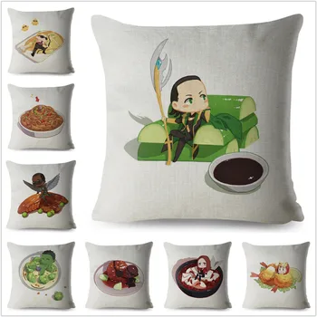 

Cute Cartoon Marvel Avenger Hero and Food Cushion Cover Sofa Batman Superman Spider man Iron Man Pillow Case Decor Pillow Cover
