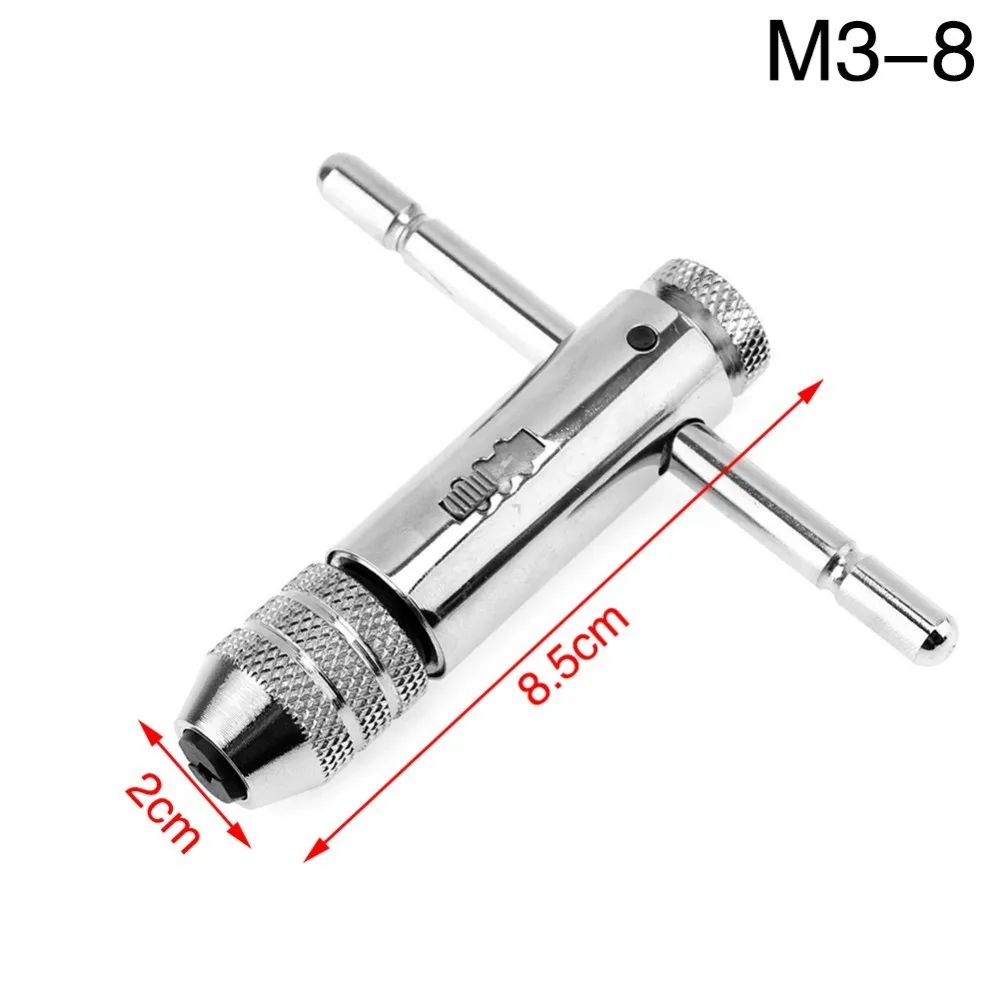 M3-8M 5-12 штамповочный Трещоточный ключ трещотка Т-образный ключ держатель метрический имперский резьбовой Болт Винт кран сверло - Цвет: M3-8