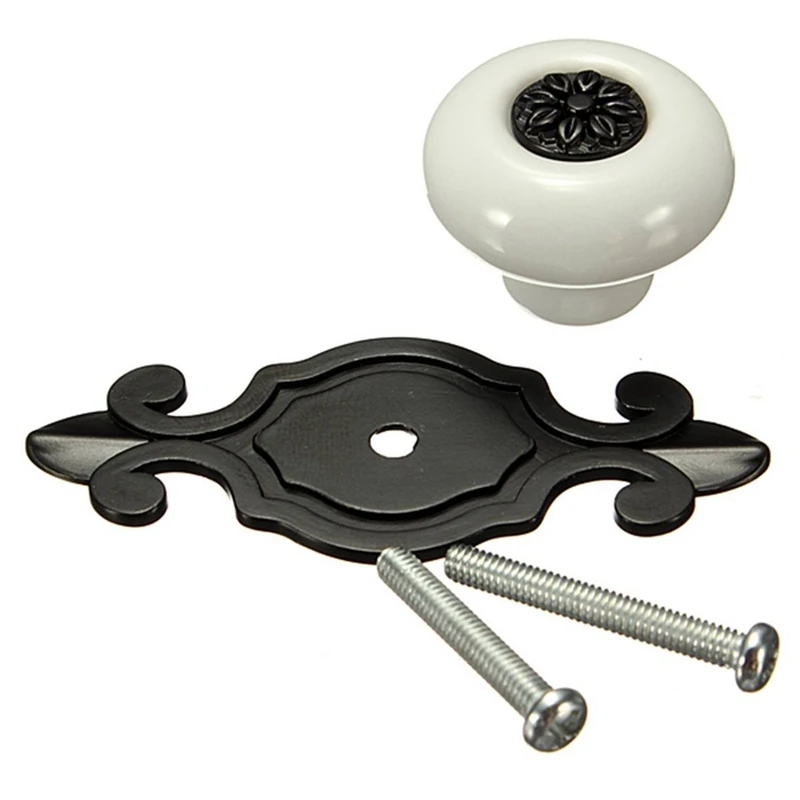 Винтажные керамические дверные ручки ящик шкаф-гардероб выдвижной ручки белый + черный