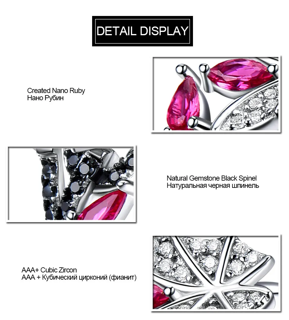 UMCHO Ruby 925 sterling silver jewelry set for women S016R-1-PC (7)