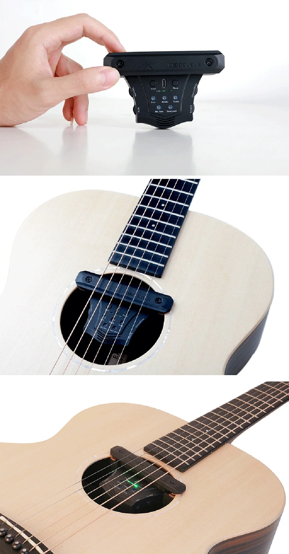 DOUBLE G0 Акустическая гитара звукосниматель хор задержка реверберации эффекты магнитные датчики пьезо звуковое отверстие частота микрофон Аксессуары для гитары