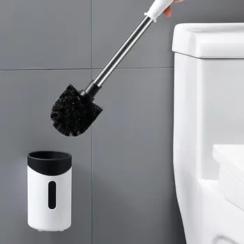 

Household Toilet Brush Full Angle Decontamination Soft Long Handle Cleaner Set Punch Free Durable Bathroom Accessories