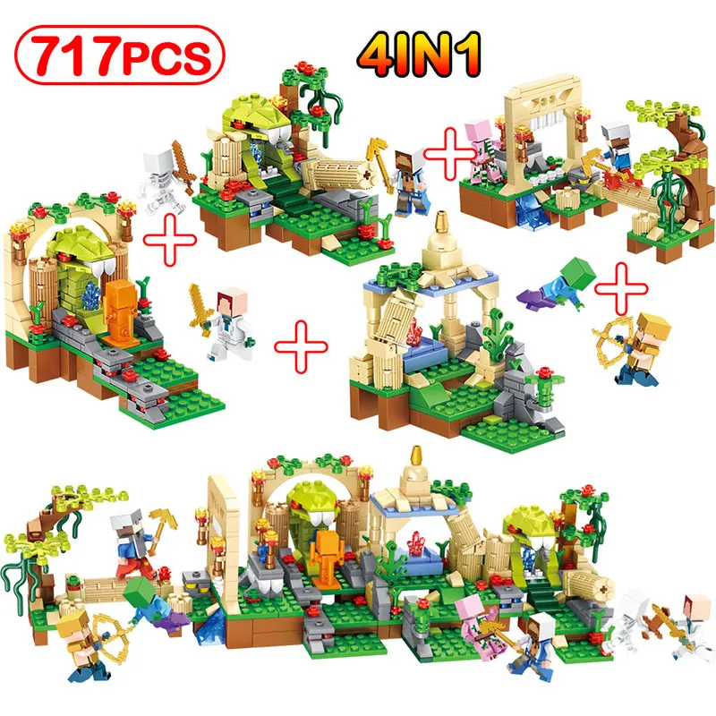 

717pcs My World Relics Treasure Hunt Figures Compatible Legoing Minecrafted Monument Adventure Building Blocks Kids Toys Gifts