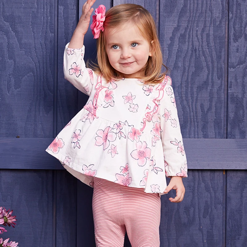Brand children girl spring sets cotton toddler girl sets SAKURA floral