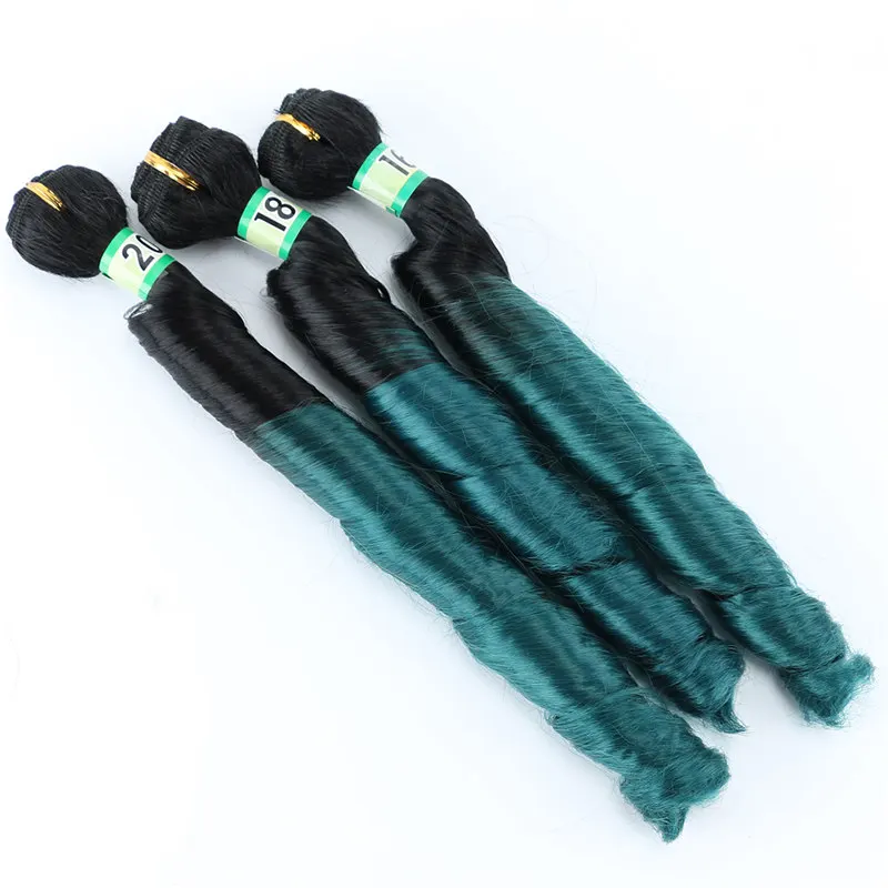 REYNA 3 шт один набор 210 г волнистые волосы пучок высокотемпературный Синтетический Наращивание волос - Цвет: T1B-Green