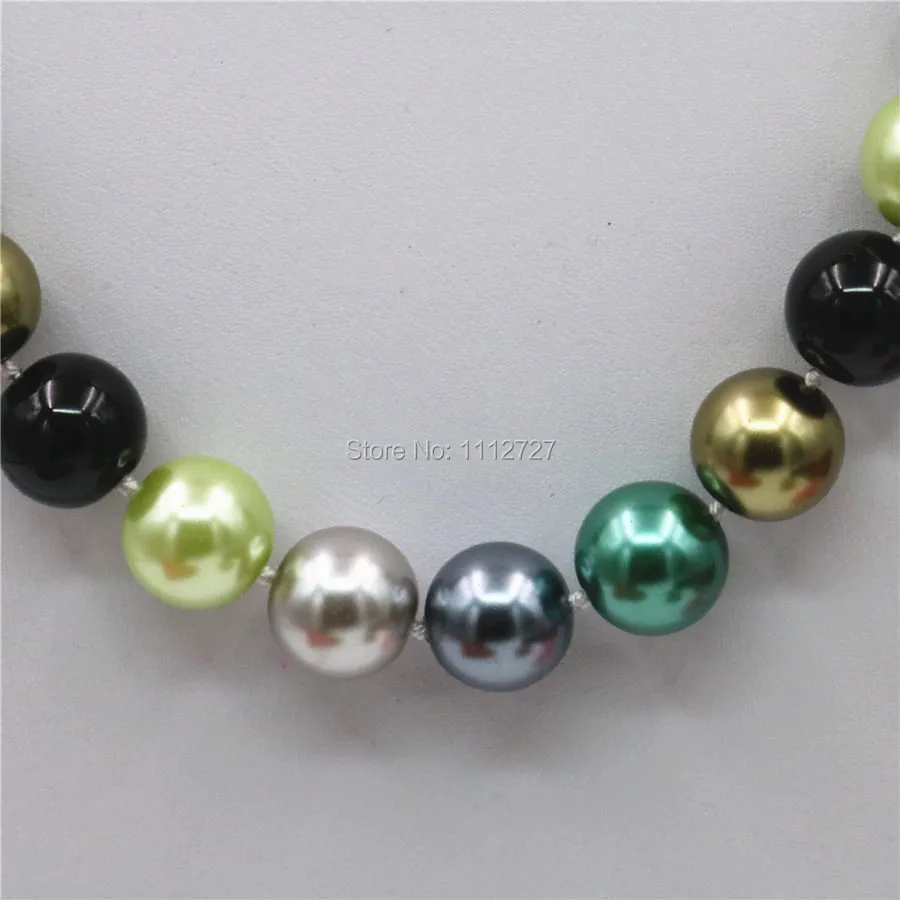 12mm Natural Multicolor Seashell Round Beads Necklace Chain Girls