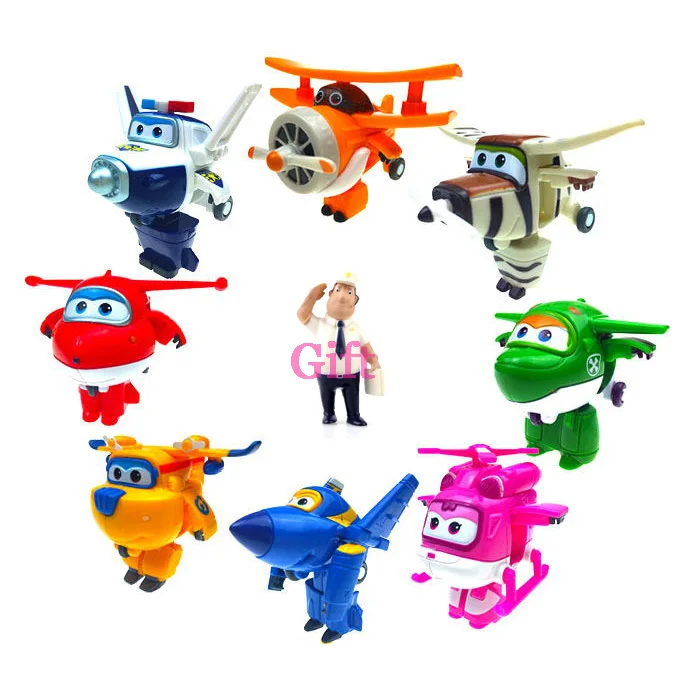 8 шт./компл. с рисунками героев из мультфильма «Супер Крылья мини-самолет ABS робот игрушки Фигурки Супер крыло трансформация реактивная анимация Для детей подарок - Цвет: No Original Box