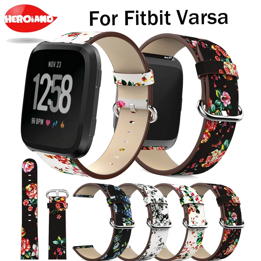 Ремешок для часов Fitbit Versa с принтом пиона сменный кожаный браслет цветами