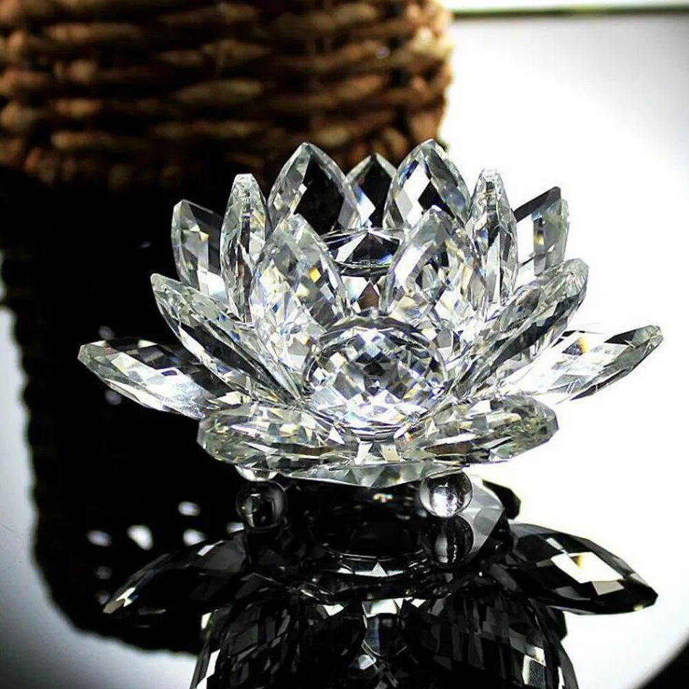 Кварцевый Кристальный цветок лотоса ремесла стеклянное пресс-папье фэн-шуй украшения фигурки домашний Свадебный декор подарки сувенир# N